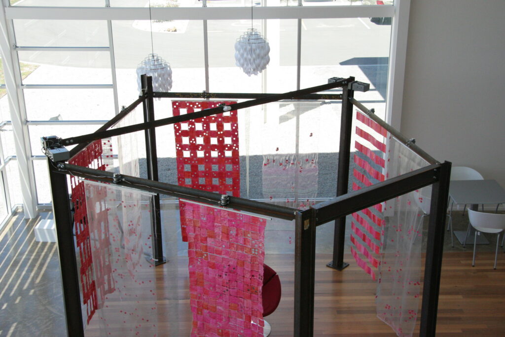 Pergola installation, wide view with sunlit interior